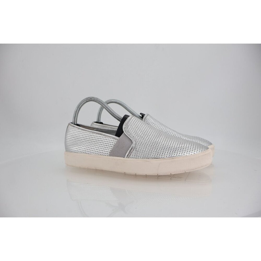 Vince Women Blair Slip On Shoes Sneakers Silver Metallic Leather Size 8 Loafer